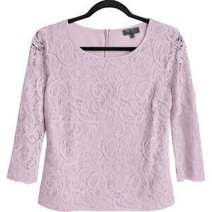 Adrianna Papell Purple Lace 3/4 Sleeve Top – Women’s Large